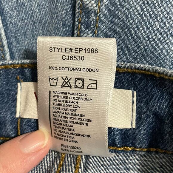 Vibrant Womens Jeans Juniors Size 5 Ripped Raw Hem Button Fly Wide Leg Denim - Picture 7 of 11